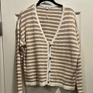 NWOT Madewell Striped V-Neck Button-Up Sweater